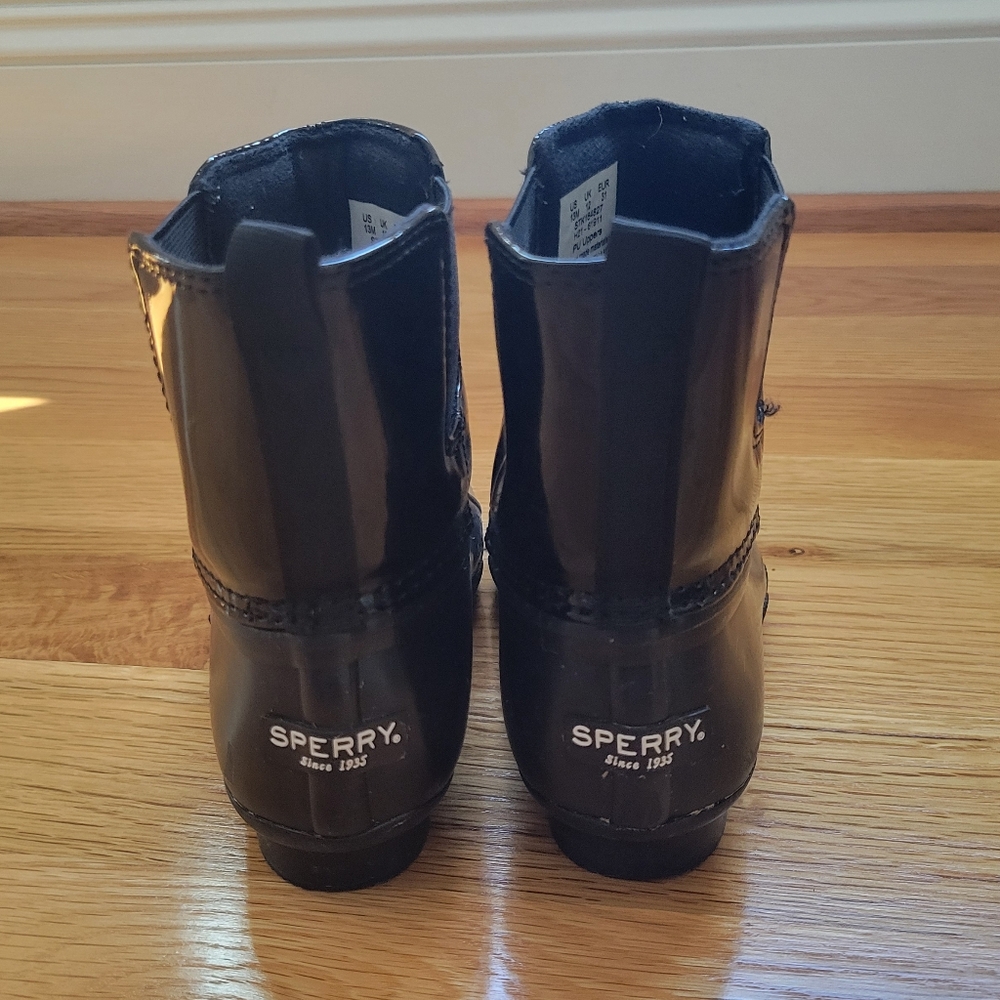 Sperry Black Rain Boots with Chunky Soles - Picture 4 of 6